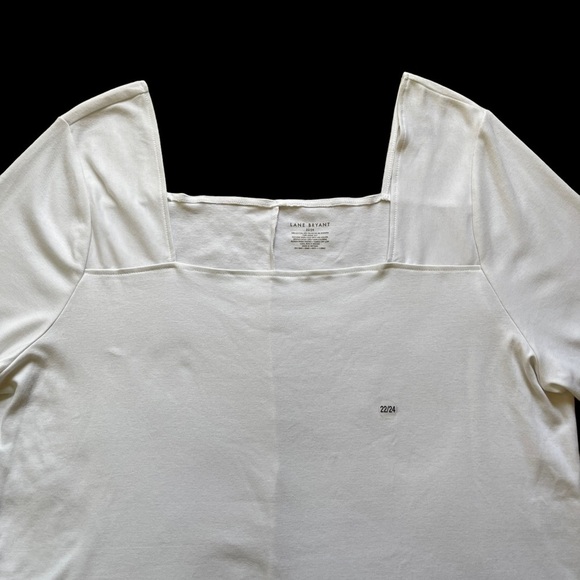 Lane Bryant Women’s Square Neckline White Top Plus Size 22/24 Neutral Classic - Picture 2 of 7